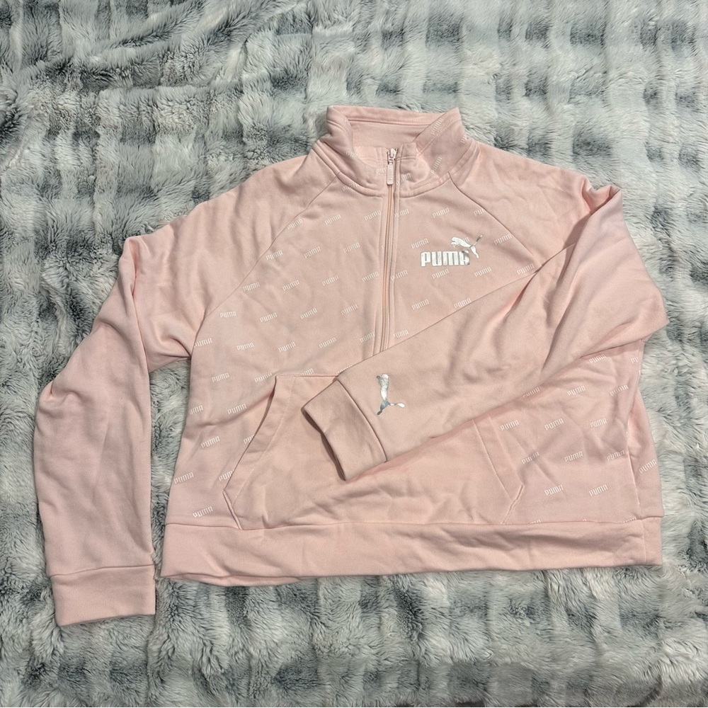 Puma Pink Logo Half-Zip Hoodie